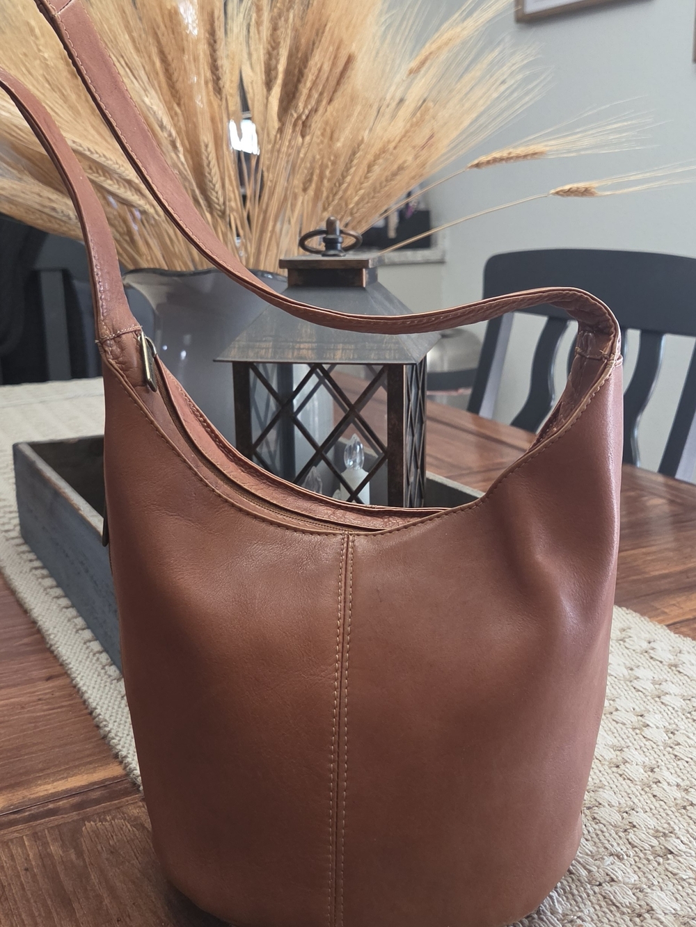 Le Donne Genuine Leather Brown Hobo Shoulder Bag Handbag